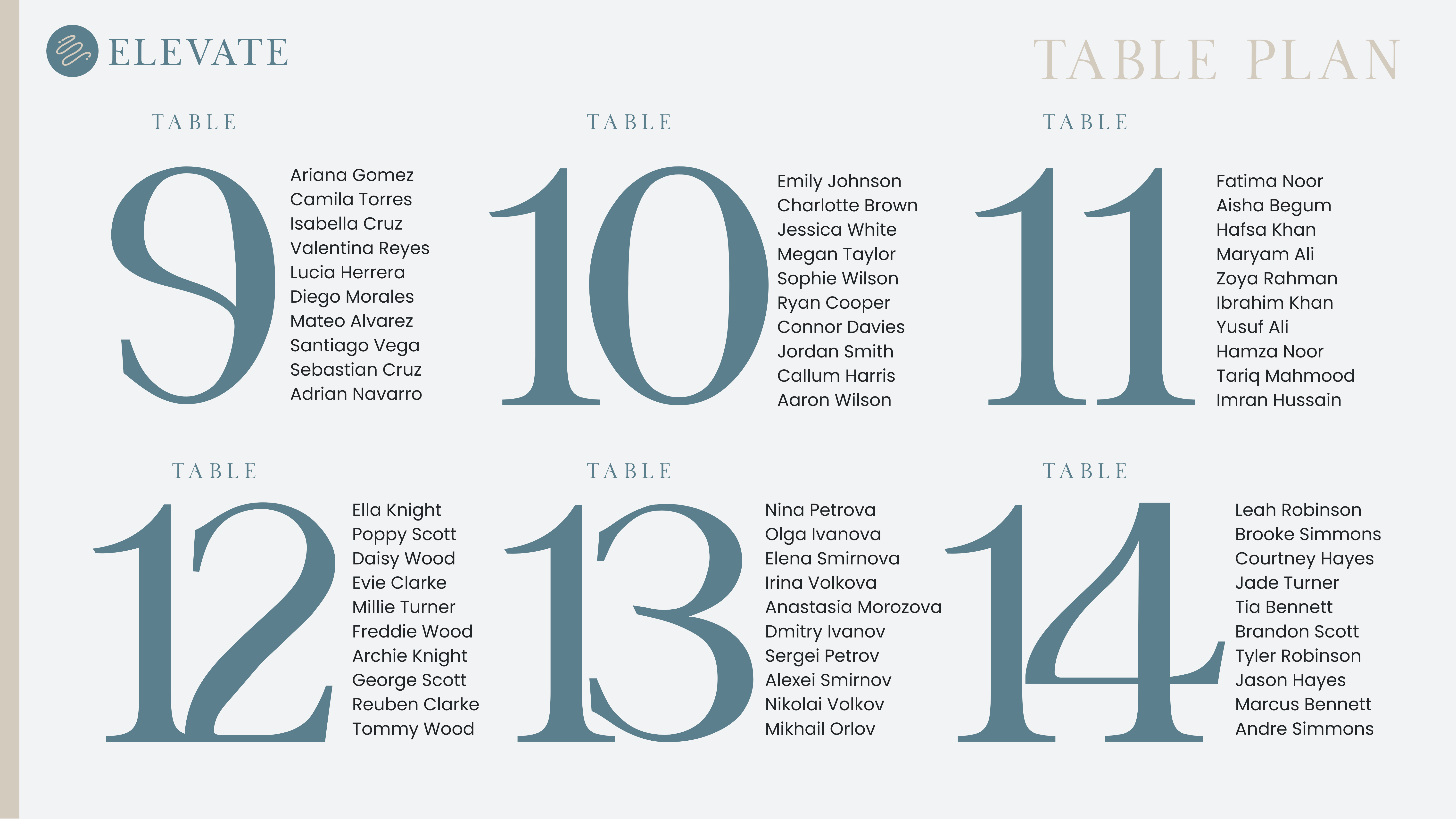 Evening Table Plan 2